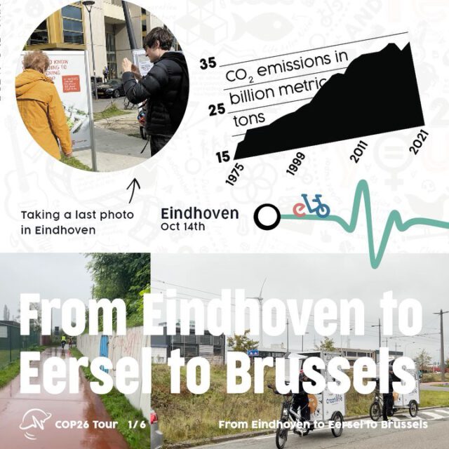 Our journey led us from Eindhoven to #Eersel, a municipality in the #dutch province of Noord-Brabant – right next to Belgium. This region is special, because it is the one that produces the second most meat in the world. It is also a rural region with one of the highest #emissions in terms of dust and nitrogen oxide #airpollution.

So we interviewed the mayor at a measuring station for #dustpollution. The station is run by the municipality and citizens – to find out how high the pollution is and use it as an argument for #transformation. They know, they have to change the intensive agriculture and spread #awareness to the citizens.

The mayor of Eerselen is also an activist in this #citizensmovement and organises cooperation between 23 independent municipalities – always in connection with citizen actions.

It was a long day and we started feeling the sporty side of the tour in our bones and muscles. So we stayed for the night in Eersel.

The next day we started in pouring rain with a group of students from the Ettelbrucker Gymnasium (Luxembourg) to Brussels. The students accompanied us since Luxembourg.
On the way something unexpected happened: A motorbike passed by very rapidly and nearby – and Alessandra tipped over with the bike, wanting to avoid a crash! But luckily she is fine. It was just a little shock of course. And the bike has only a few scratches – but nothing grave.

In Brussels we were picked up by the European Parliament member Hansen – a passionate racing cyclist – together with 2 people from his team. He accompanied us with his bike up to the parliament. The plan was to go in there, but 3 students did not have a vaccination certificate with a QR code ready - and so we waived out of solidarity.
Instead, we had a picnic with exciting discussions with Hansen and the students from #Ettelbrück.

What an inspiring trip!

#whatwillittake #oneearthbeat #youth4planet #climateaction #COP26 #17goals #globalgoals #climatecrisis #gogreen #biketour #togetherforourplanet #SDGs2030 #storytelling #dustpollution #togetherwecanmakeadifference #youth4planet #CreatiVelo #ettelbruck